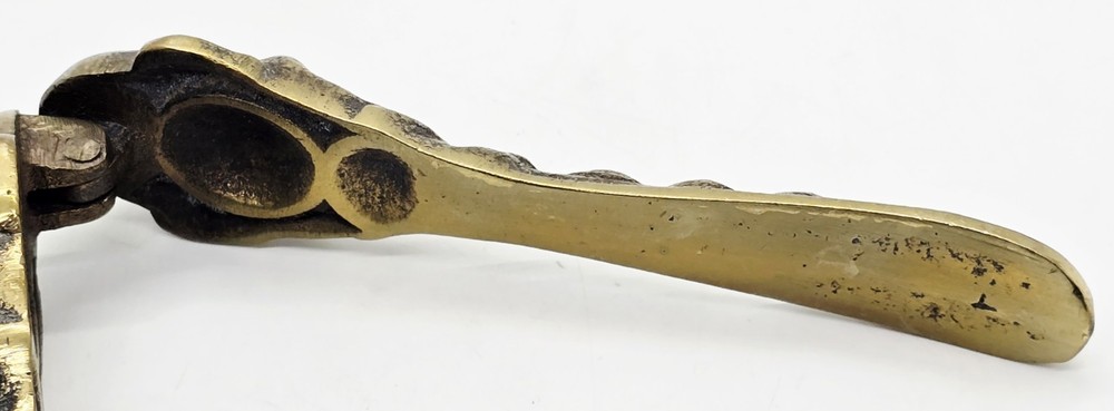 Antique Belgian Solid Brass Figural Nutcracker Tool Bald Man Face Clown Buddha