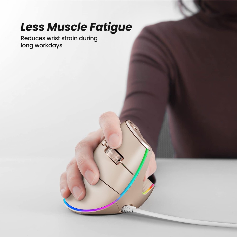 M504 Wired Vertical Mouse, USB Ergonomic Optical Mouse with 4 Adjustable DPI,...