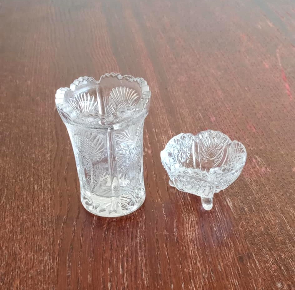 vintage PANELED THISTLE, toothpick and individual salt. Higbee LG Wright