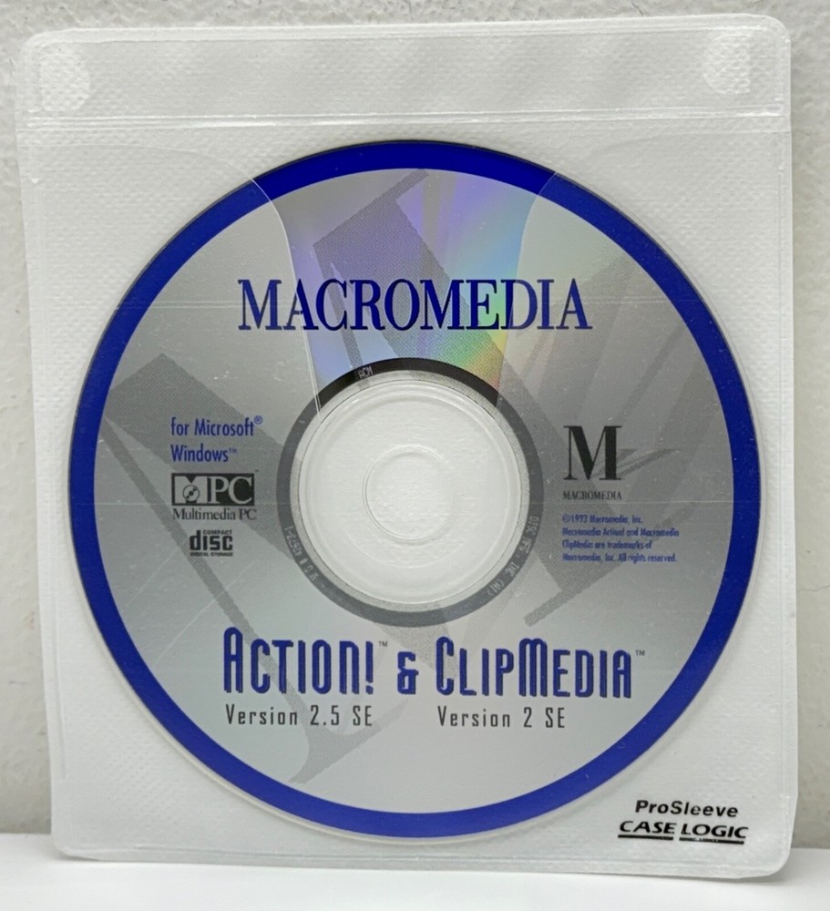 Macromedia Action! Version 2.5 SE & ClipMedia Version 2 SE (PC, 1993) CD READ
