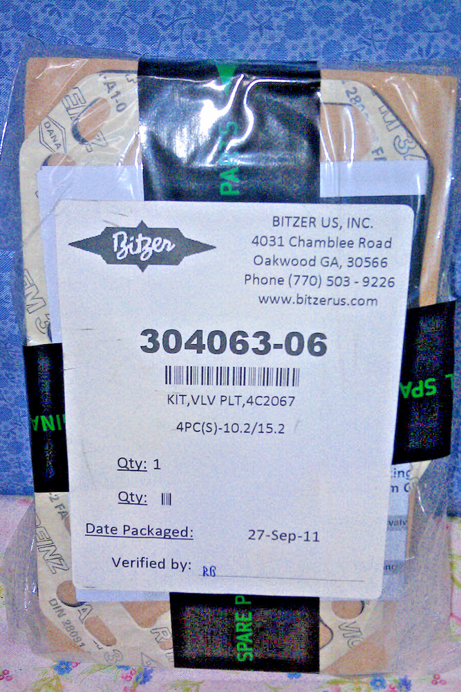 BITZER COMPRESSOR, VALVE PLATE KIT, 4C2067, PART# 304063-06