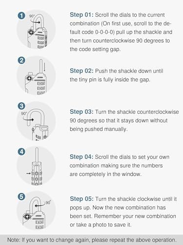 6 Pack TSA Approved Luggage Locks - 4 Digit Resettable Travel Combination Code,