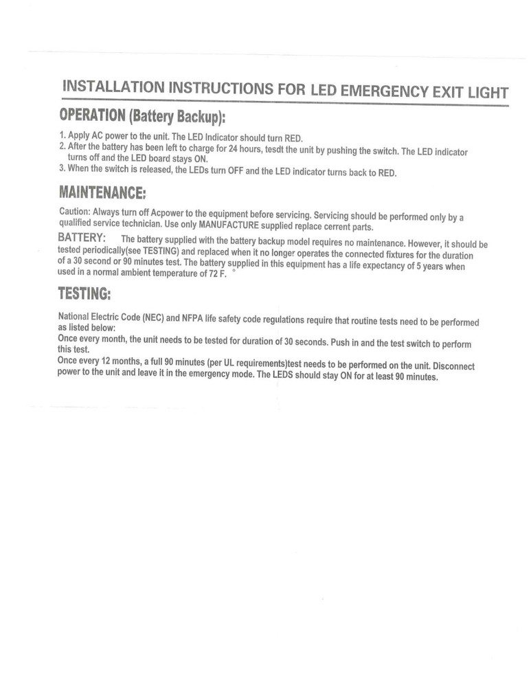 LED Exit Light Fixture Universal Single or Double Face Configuration