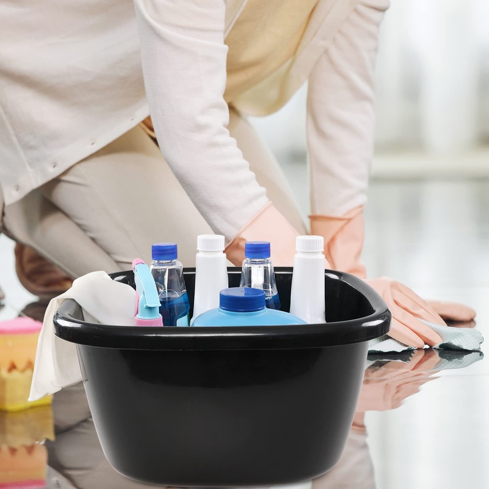 2-Pack Large Dish Pan, Dish Wash Basin, 18 Quart, Black
