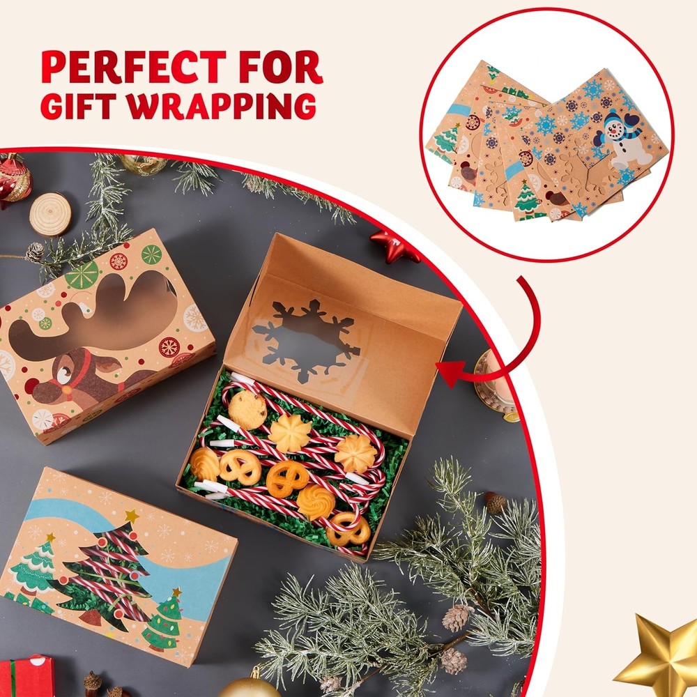 Christmas Cookie Boxes 12-Pack With Window 8.75"x5.75"