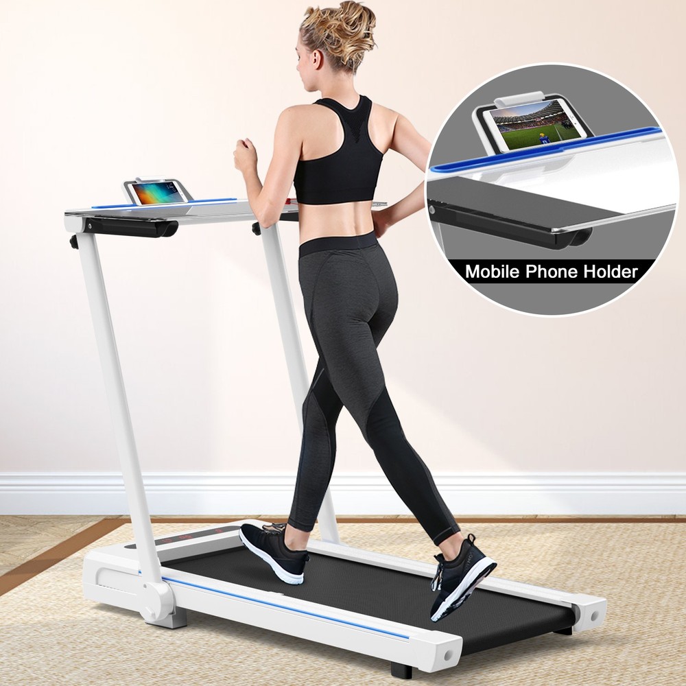 3-in-1 Foldable Treadmill with Removable Desk Workstation 12 Preset Programs