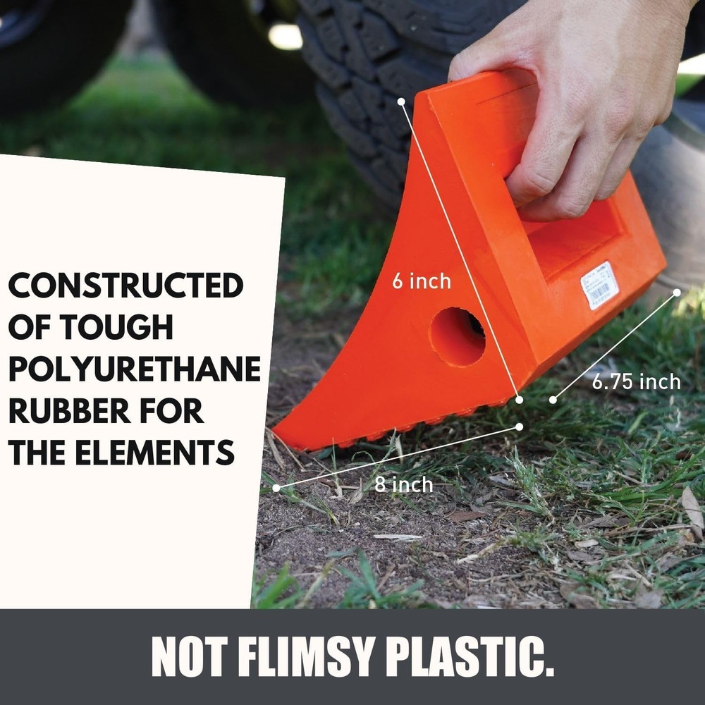 SECURITYMAN Heavy Duty Wheel Chocks (2 Pack) - Durable, 2 Pack, Orange