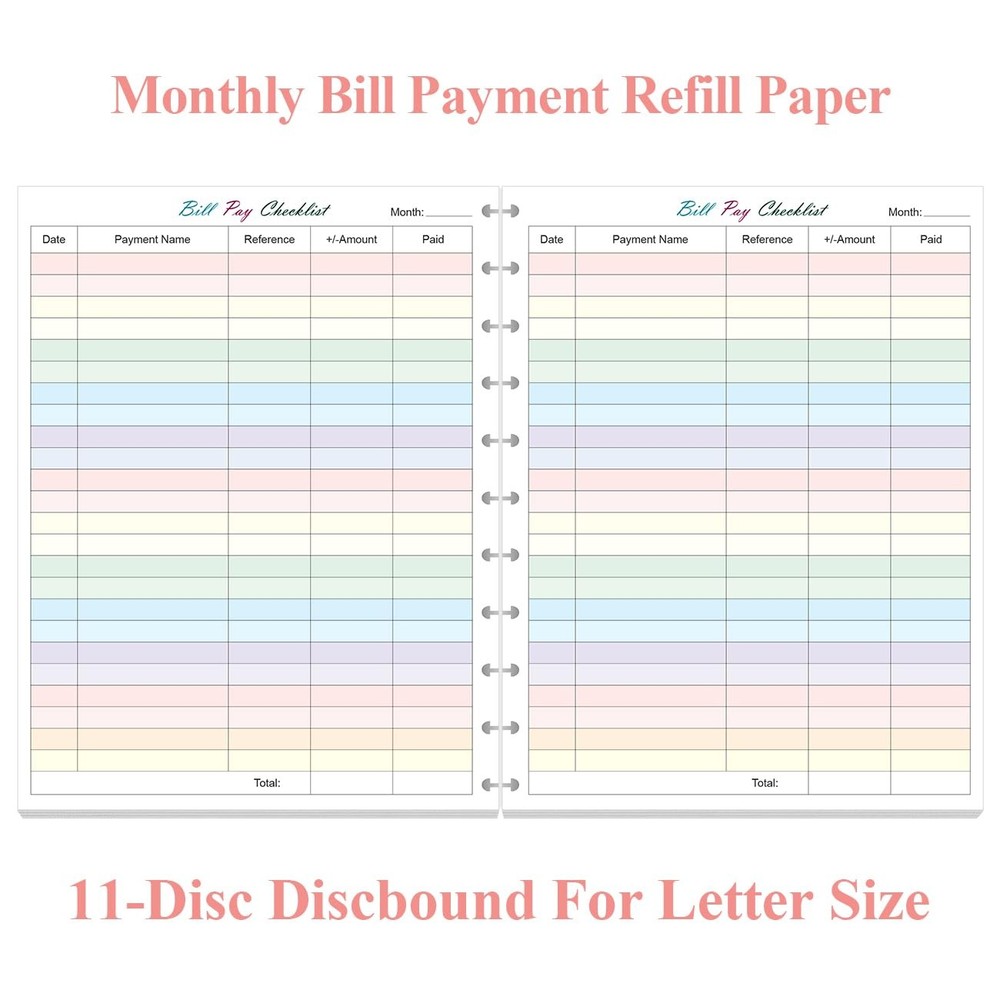 A4 TUL Bill Payment Checklist Refills - 50 Sheets/100 1-Pack, Multicolored