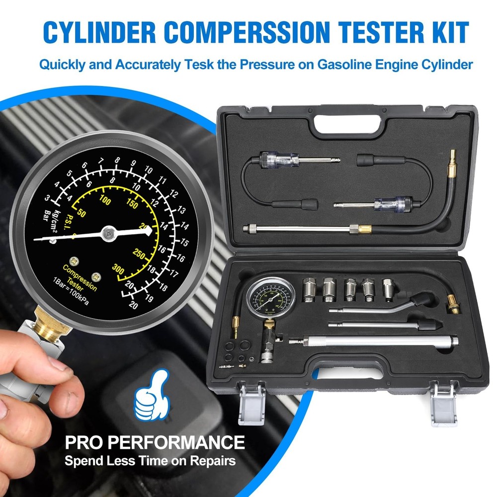 13pcs Compression Tester with Spark Plug Tester - Small Engine Compression Te...