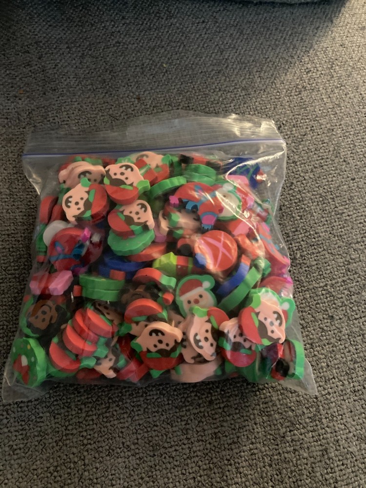 Classroom Mini Erasers 150 Count Assorted Christmas Shapes (#32)