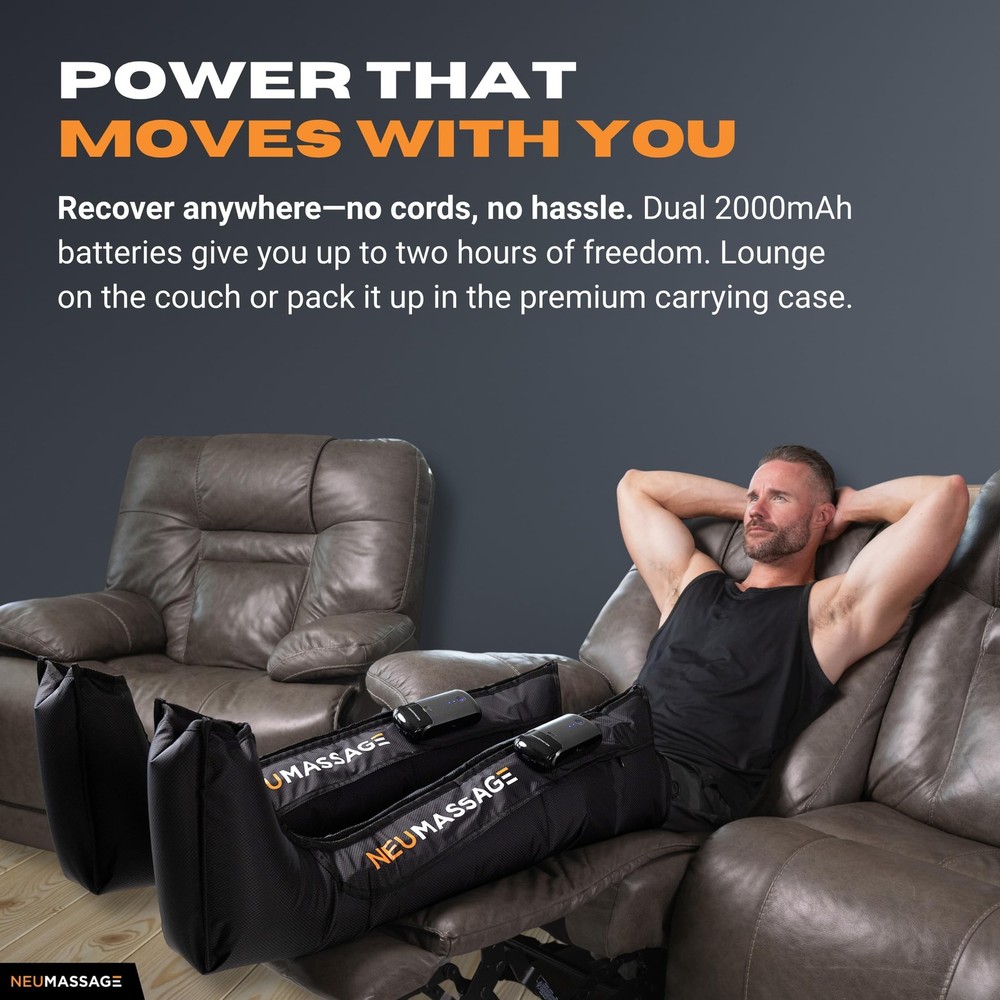 Professional Leg Compression Massager Recovery System | Cordless Rechargeable...