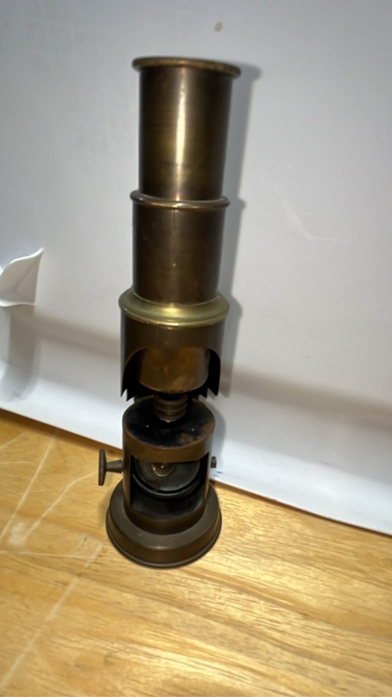Brass Drum Microscope 6 Inch Field Botanical Student Scientific Tool
