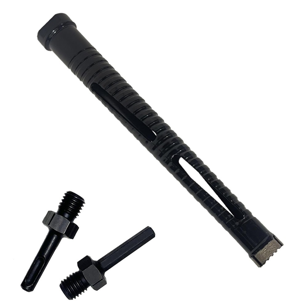 Diamond Core Drill Bit 1 inch Diameter with 10in/254mm Drilling Depth 2 Adapters