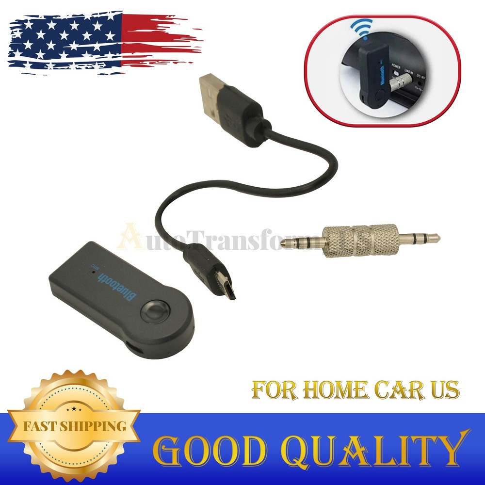 Wireless Bluetooth Receiver Music Adapter 3.5mm AUX Audio Stereo For Home Car