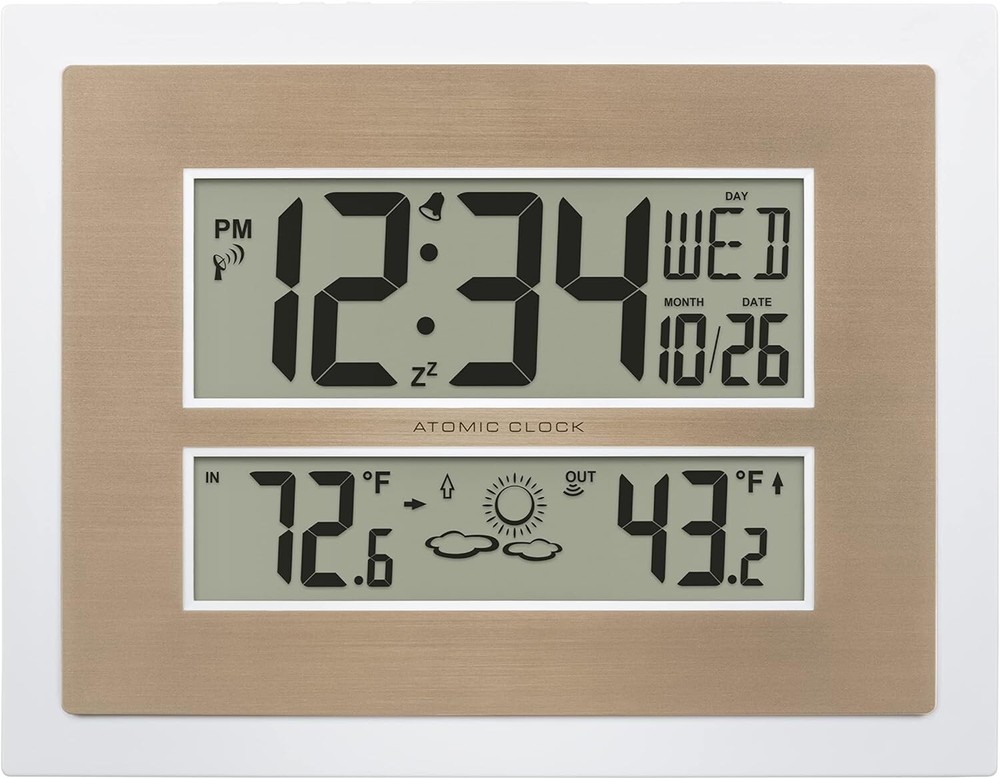 La Crosse Technology Atomic Digital Wall Clock with Temperature & Forecast White