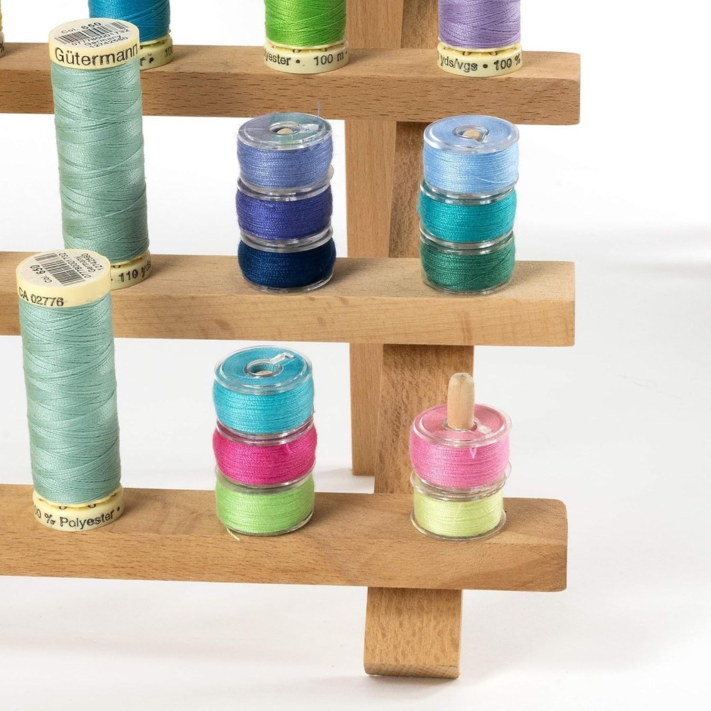 Wooden Thread Rack Unfinished Rustic Wall Mount or Tabletop Storage