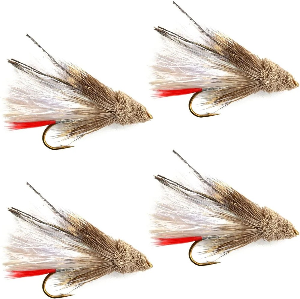 White Marabou Muddler Minnow Streamer Fly - 4 Flies Size 8
