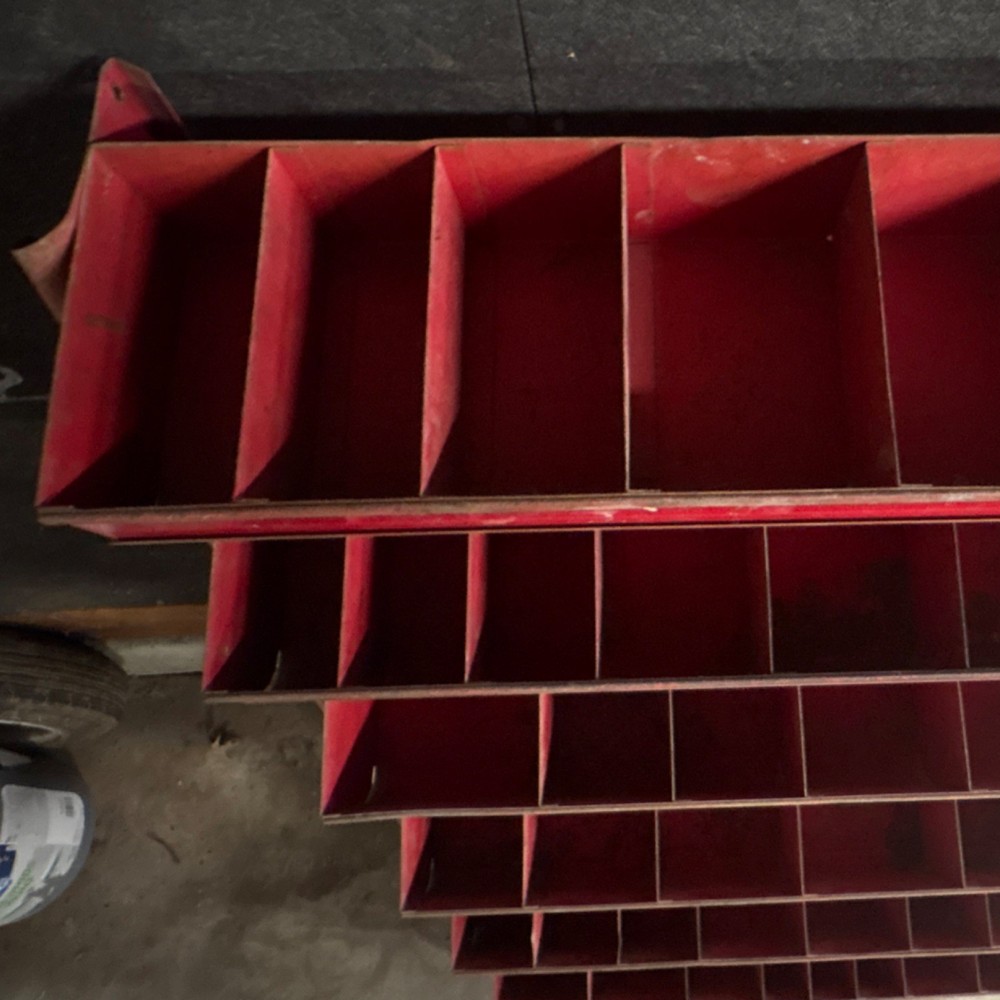 Red Metal Multi-Compartment Storage Bin Cabinet Rack Organizer