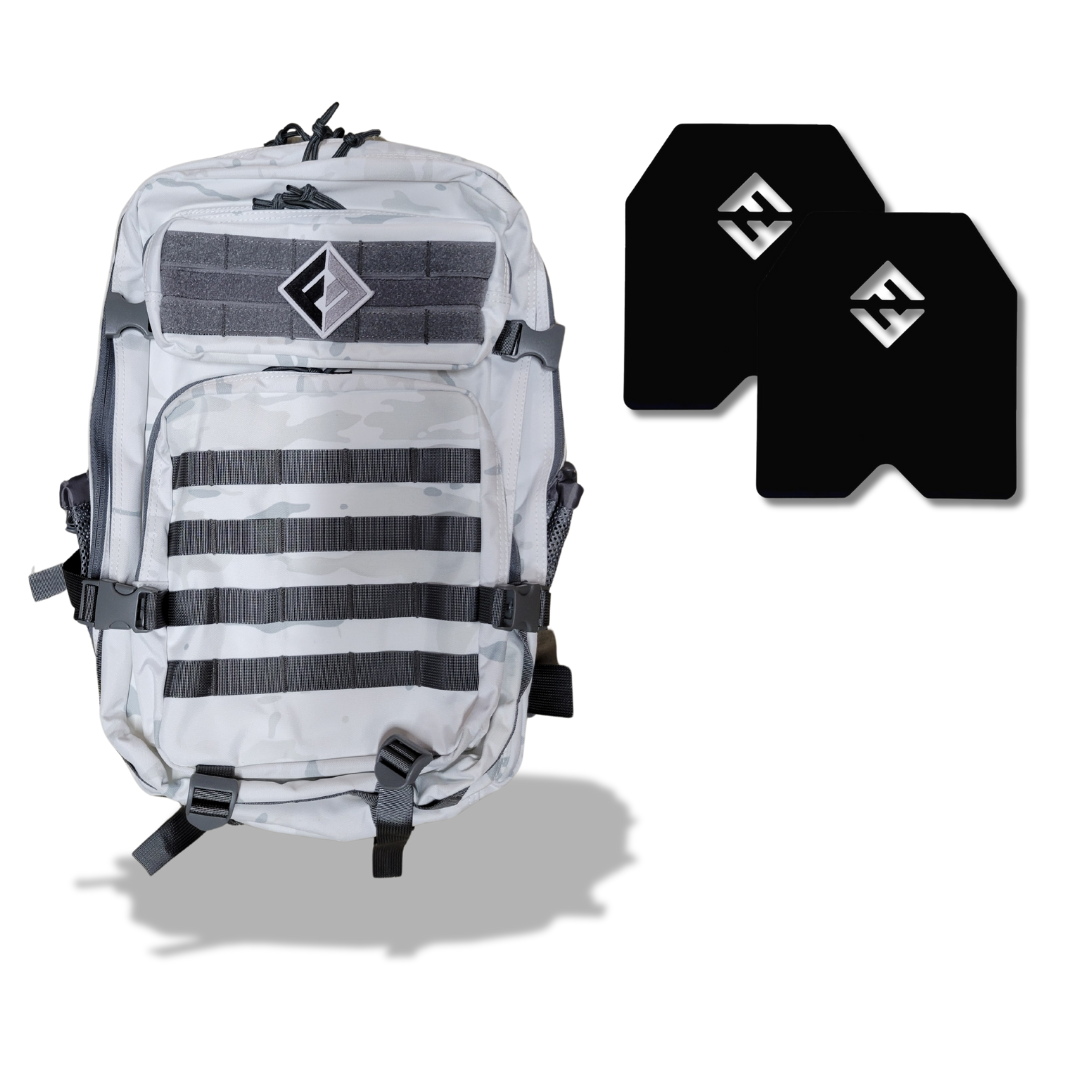 F&F STEEL Tactical Fitness Backpack with Weight Plates for Rucking and Training