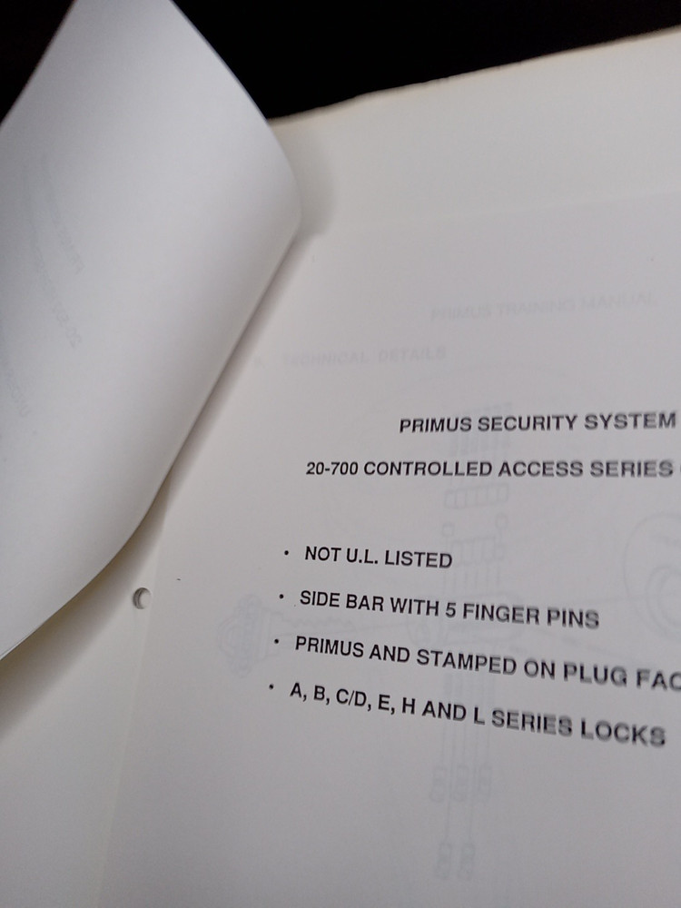 Schlage Primus Lock Users Manual Sales? Folder +