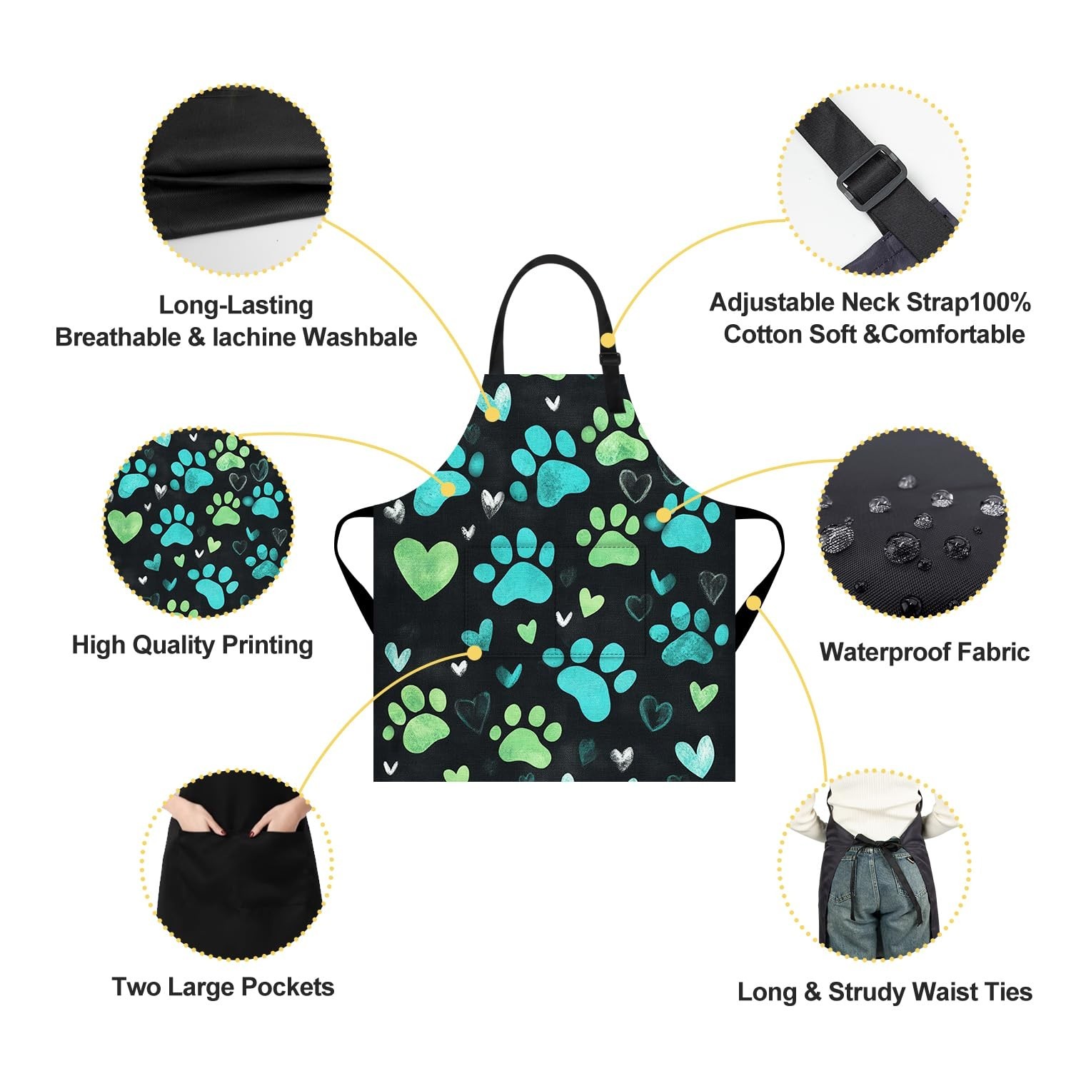 Apron Home Kitchen Cooking Baking Gardening for Women Men with Pockets, apron...