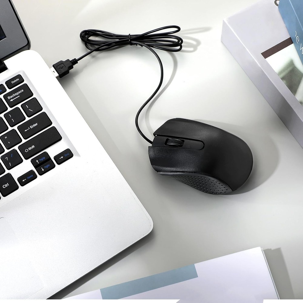 Bonuci 30 Pcs USB Wired Mouse Computer 3 Button Mice Bulk Corded Black