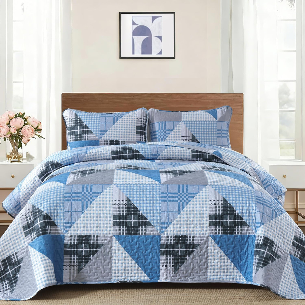 Plaid/Patchwork/Geometric,Soft/Lightweight Bedspread Coverlet Set - GG Home