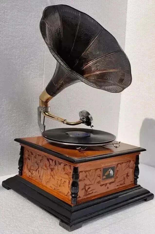 Vintage Fully Functional Gramophone Working Phonograph win-up Record Player