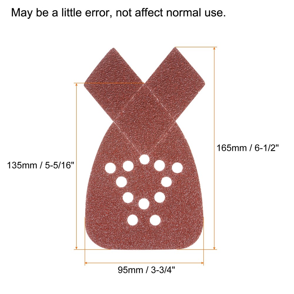 24pcs 40 Grit 12 Hole Hook Loop Sandpaper Triangular Sanding Pad with Extra Tip