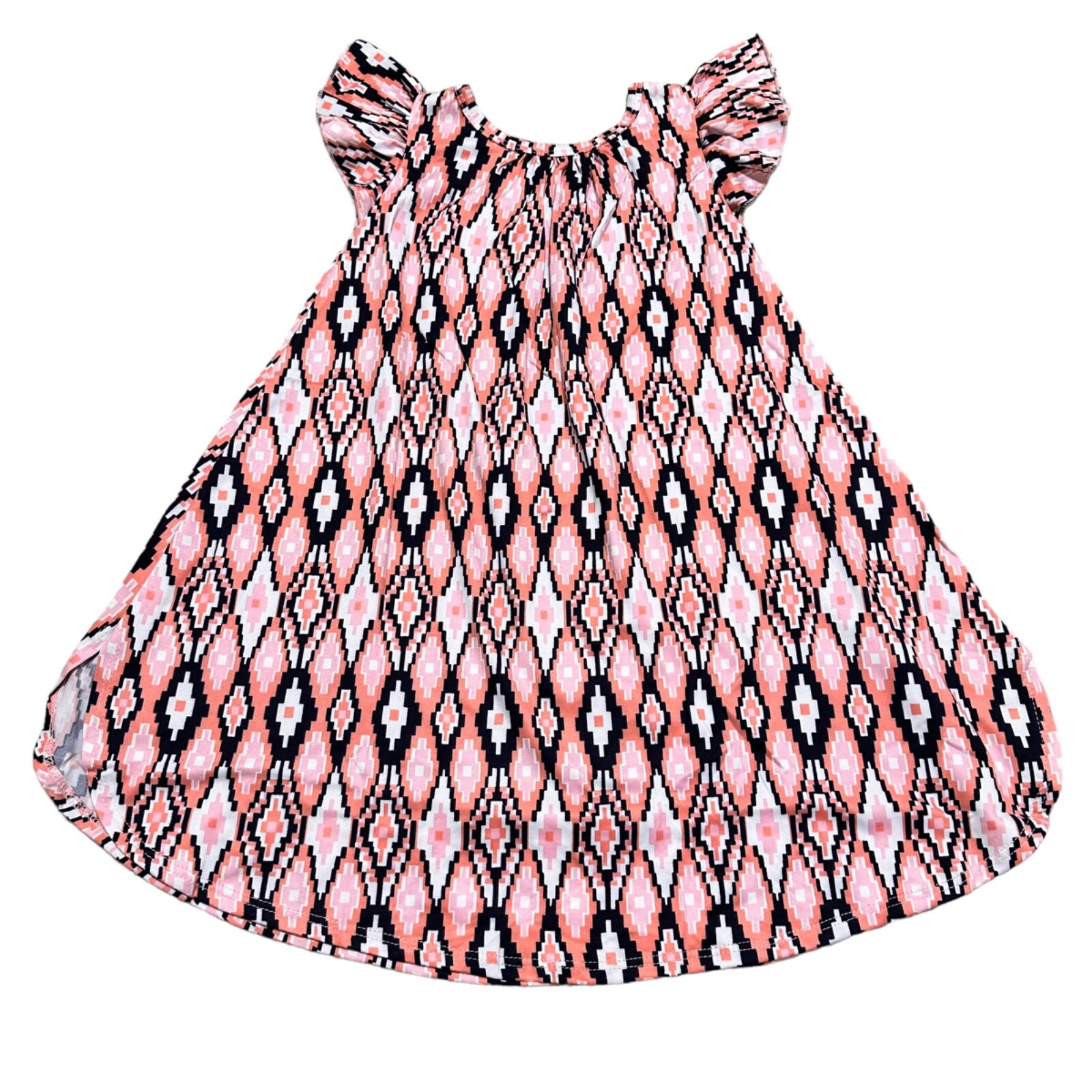 Dot Dot Smile NWT Girl's Size 3/4 Pink Black White IKAT Print Twirl Dress NEW