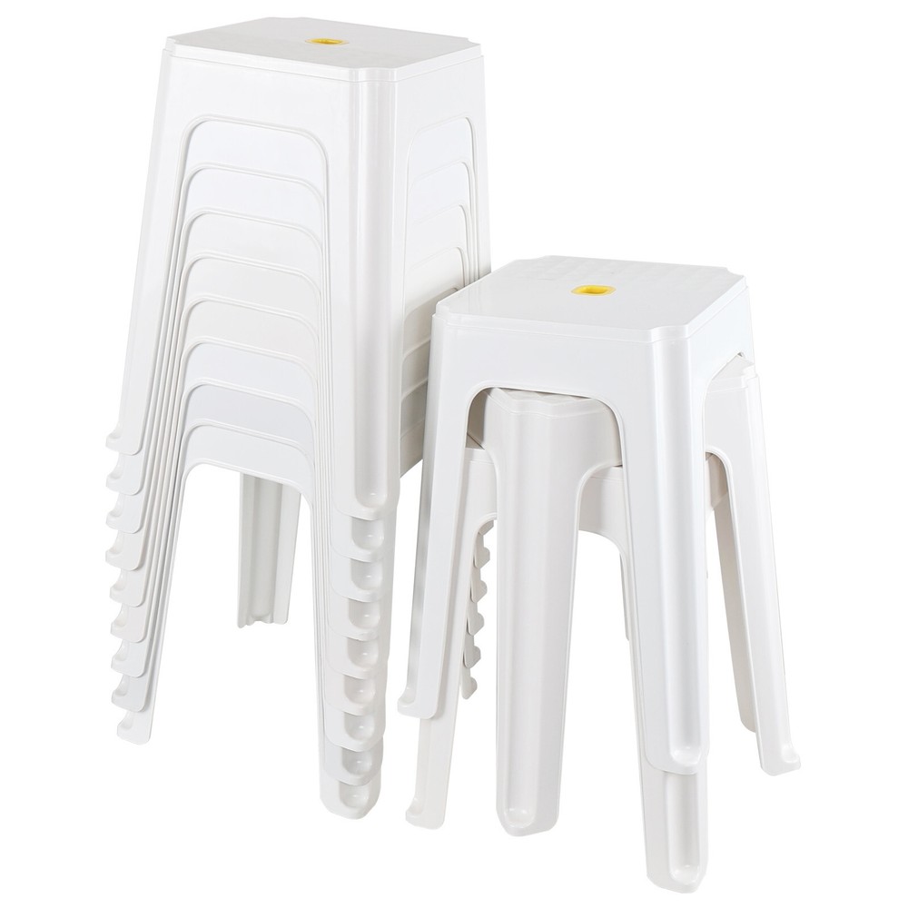 12 Pack 18.6 Inches High Plastic Square Stool, White Backless Stools for Sitting
