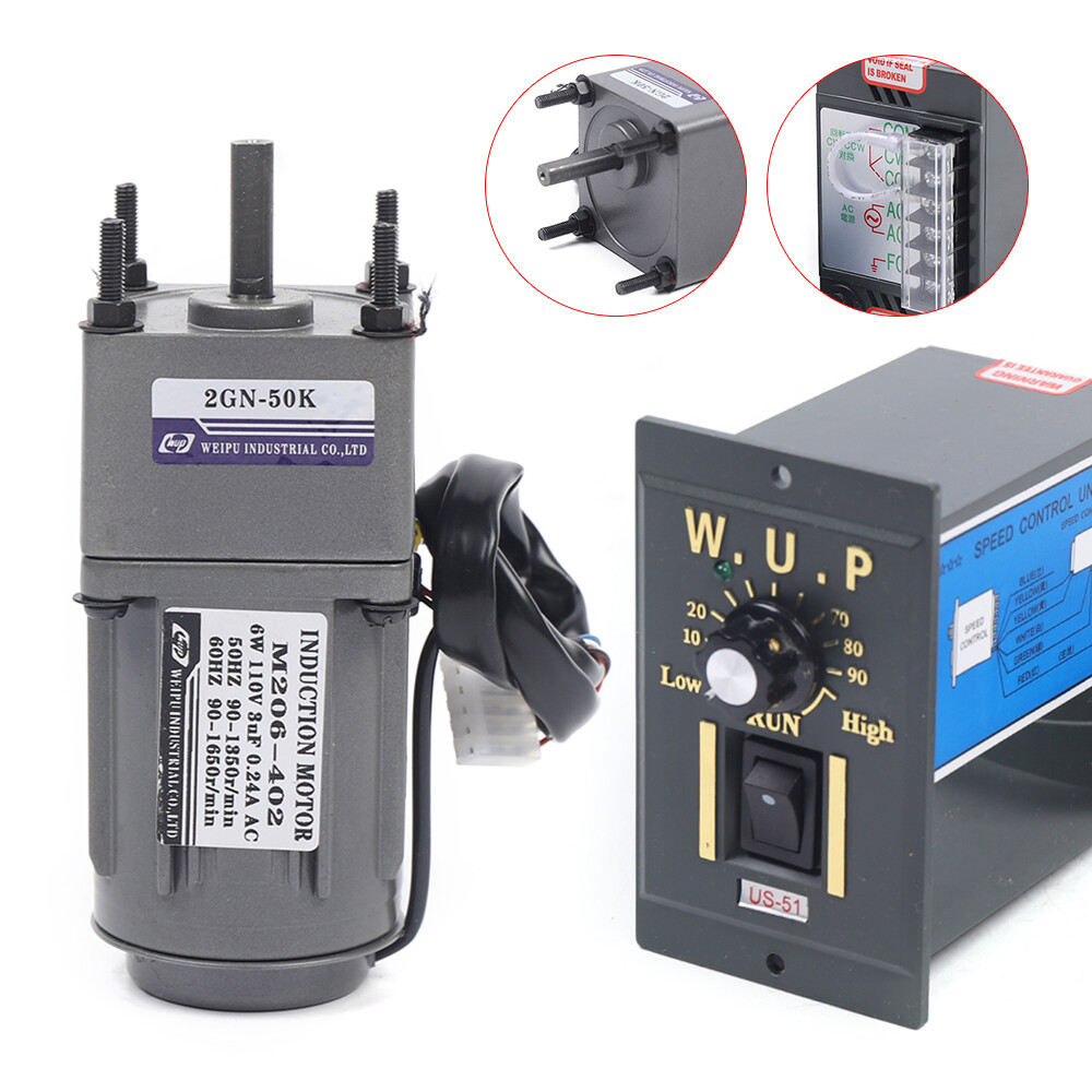Reversible AC Gear Electric Motor Variable Speed Controller 110V 50K 27RPM NEW