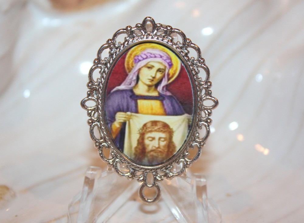 Custom Silver Rosary Center Part/Rosary Making/St. Veronica/Holy Face