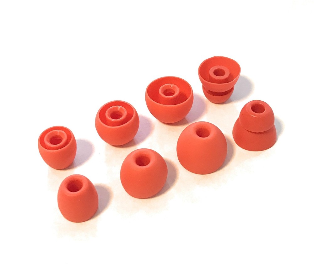 Replacement Earbud Tips for Small, Medium, Large and Double Flange, Lava Red
