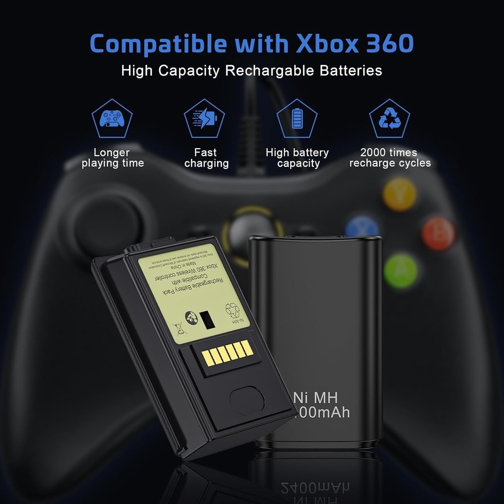 Dual Charging Station for Xbox 360 Controller with LED Indicator - Fast Recharge