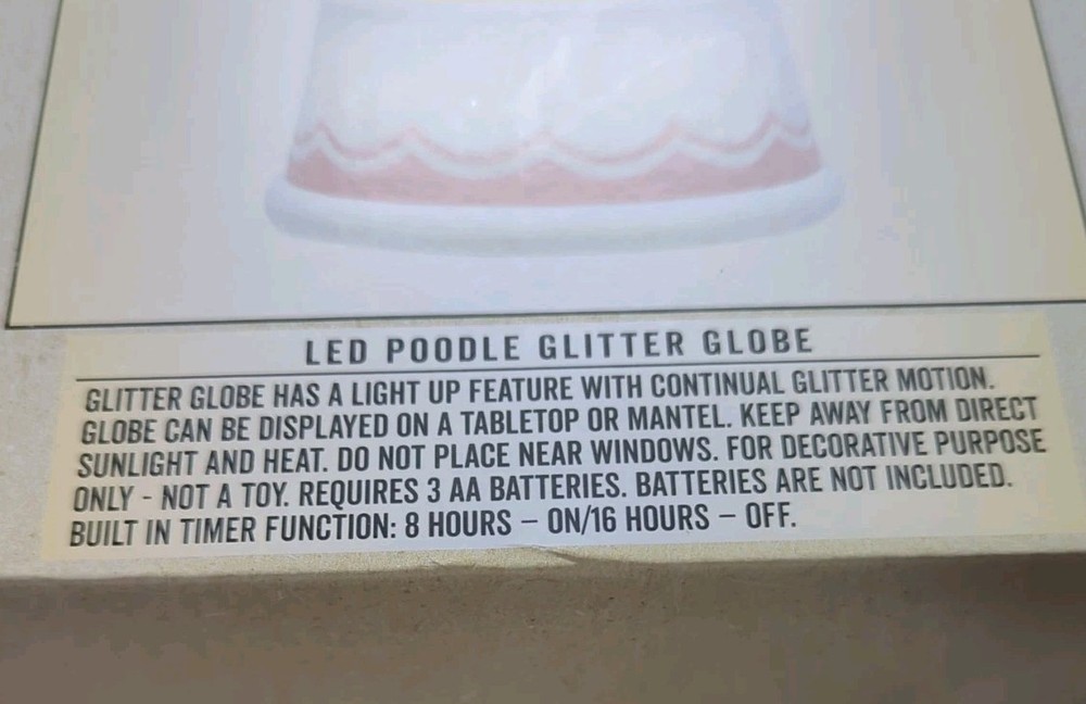 Poodle Glitter LED Snow Globe