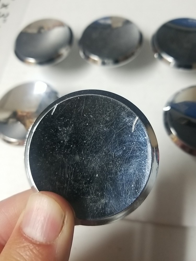 8 Vintage 1960s AJAX Chrome Beveled Concave 2" Round MCM Pull Knobs