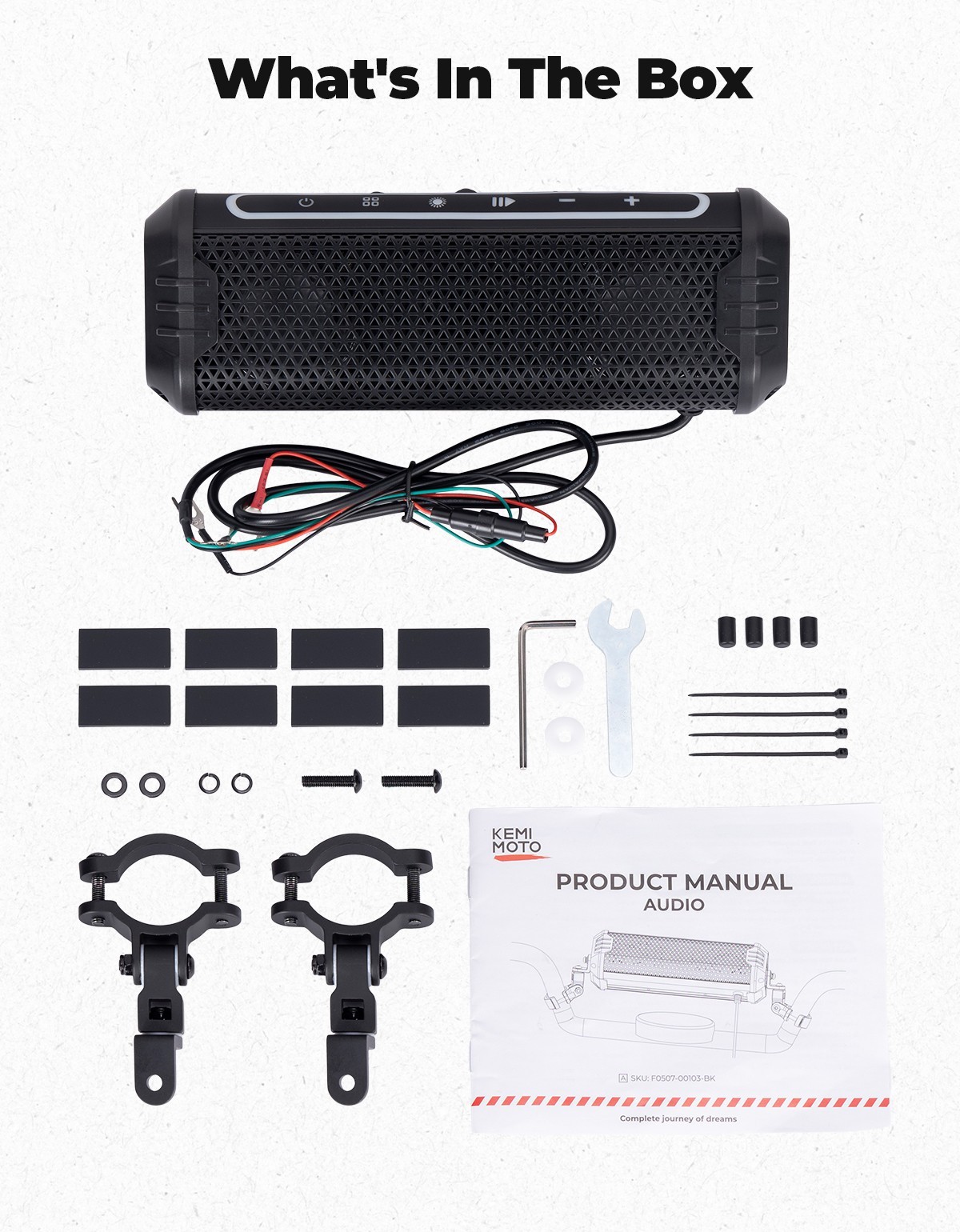 Bluetooth Motorcycle Stereo Speakers Soundbar Audio System 7/8-1.25'' Handlebar