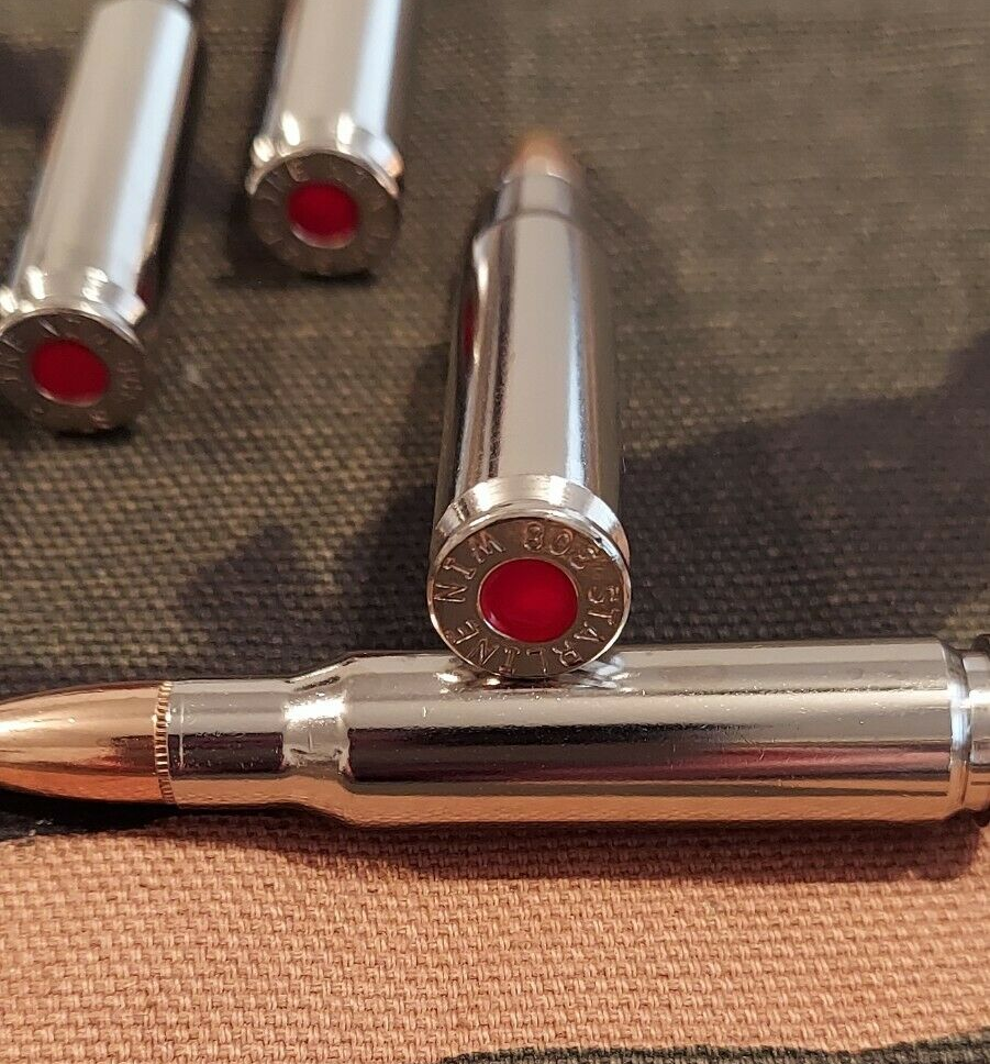 308 WIN. SNAP CAPS SET OF 5 "NICKEL AND FMJ" REAL WEIGHT!!