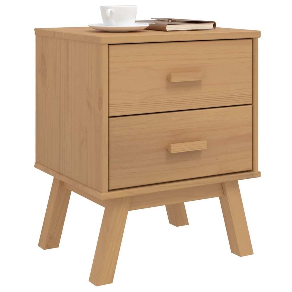 Bedside Cabinet Brown Solid pinewood with a wax finish Medium