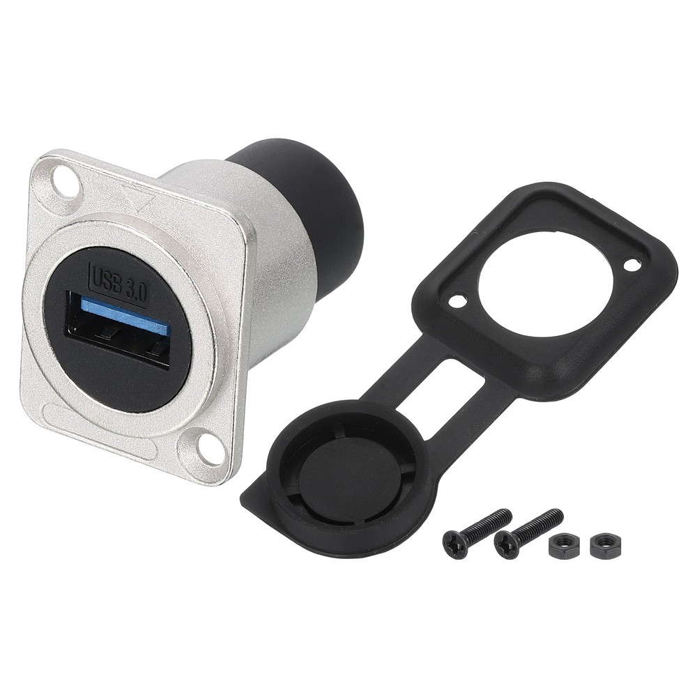 1Pcs USB 3.0 Panel Mount Coupler, D-Type USB Pass Through 5.0Gbps Silver