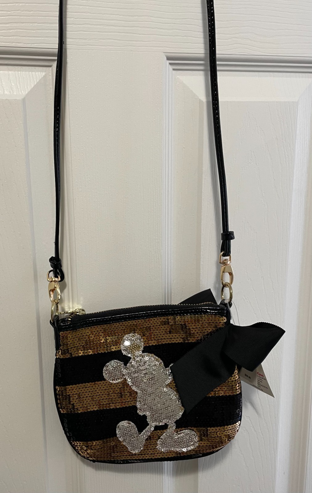 NWT Disney Black and Gold Mickey Mouse Crossbody Purse