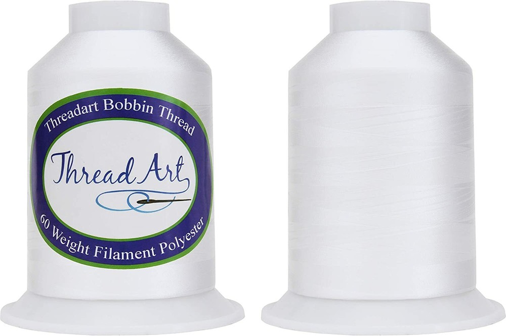 ThreadArt Bobbin Thread -5000 Meter Cones- Black or White for Machine Embroidery