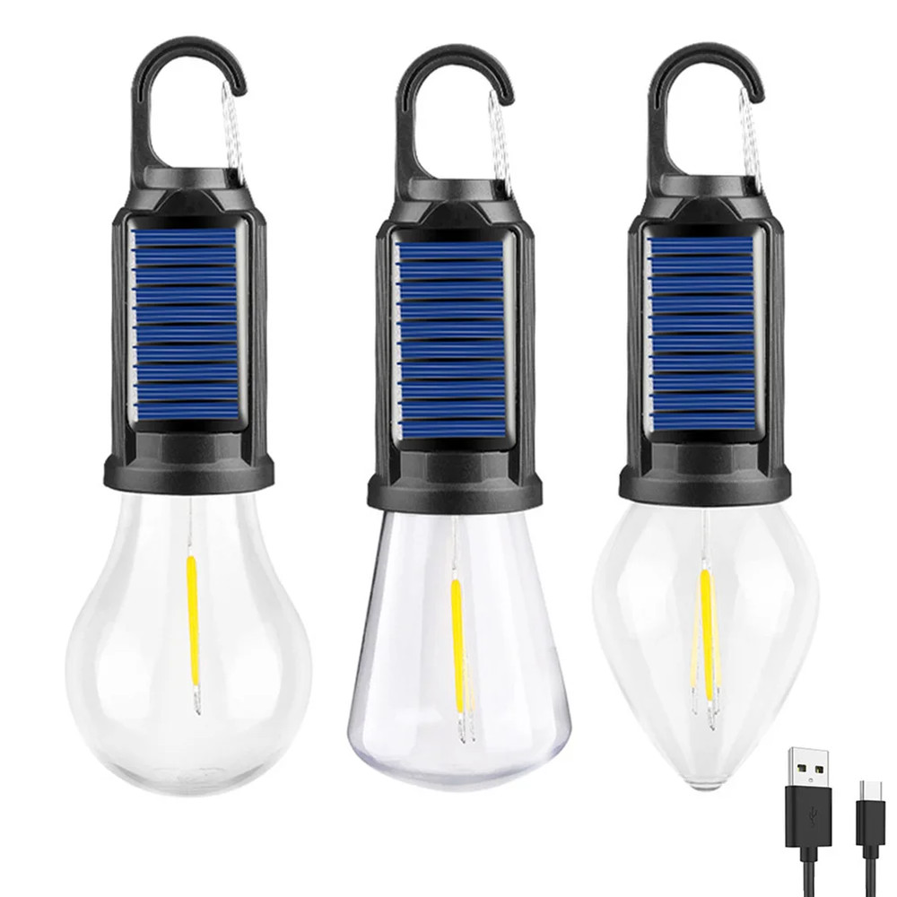 3PC Solar Portable Camping Light with Hook LED Lighting Lantern Atmosphere Light