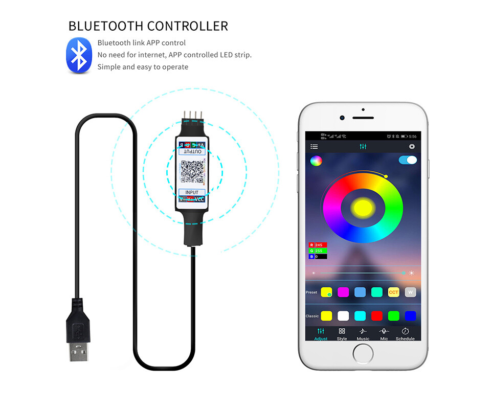 Mini USB Bluetooth Controller Rgb Controller For 2835 5050 Led strip Android
