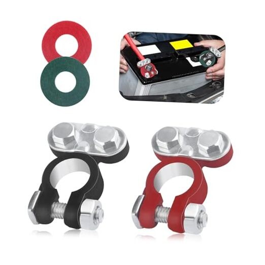 2PCS Adjustable Car Battery Terminal Connectors,Galvanized Negative/Positive