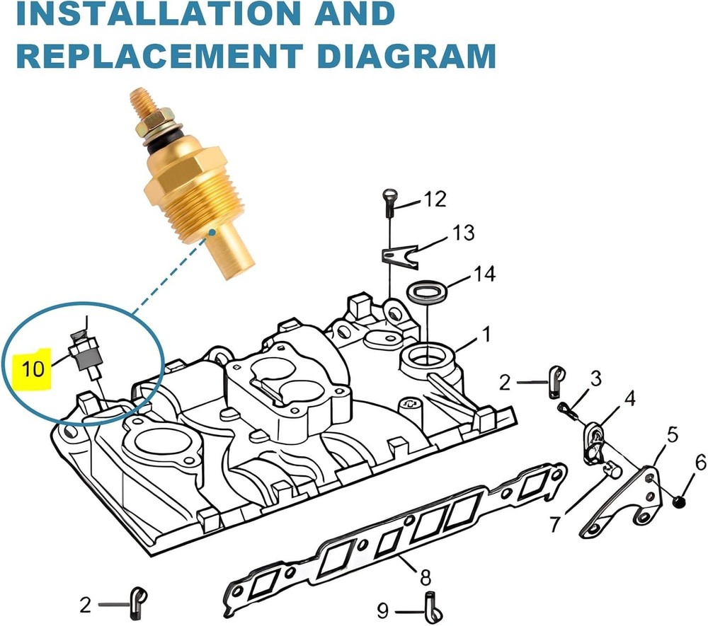 Engine Water Temperature Sender Sensor 3/8 18 NPT Compatible with MerCruiser ...