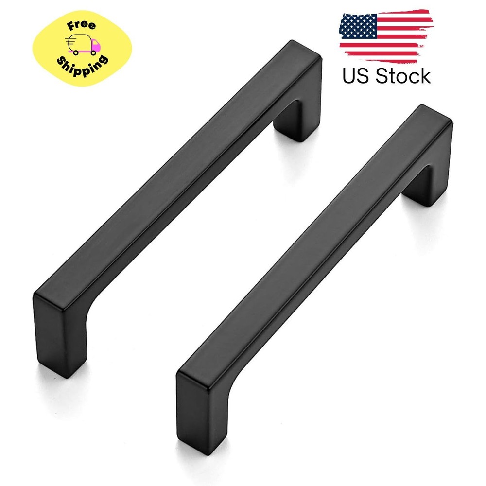 30 Pack Solid 3-3/4 Inch Kitchen Square Cabinet Handles Matte Black Pulls