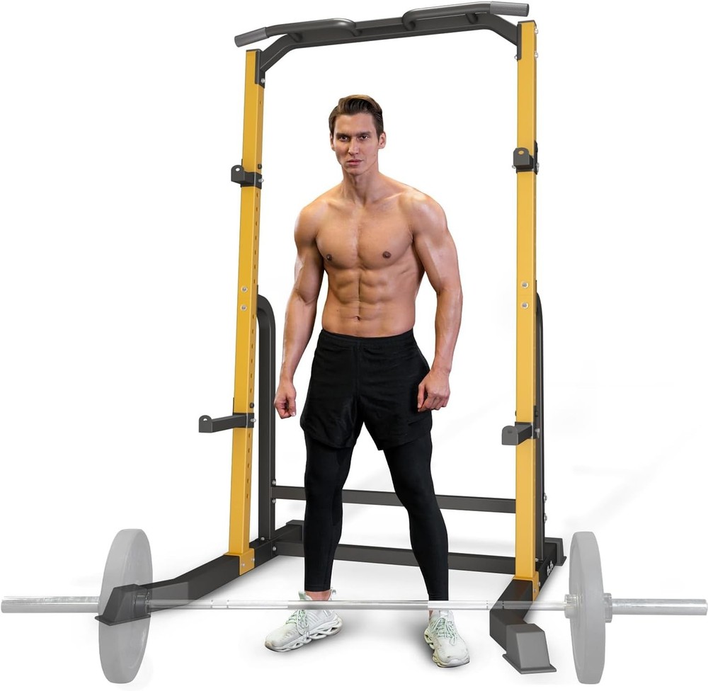 Pull Up Bar Dip Bar Squat Rack Workout Dip Station Height Adjustable Free
