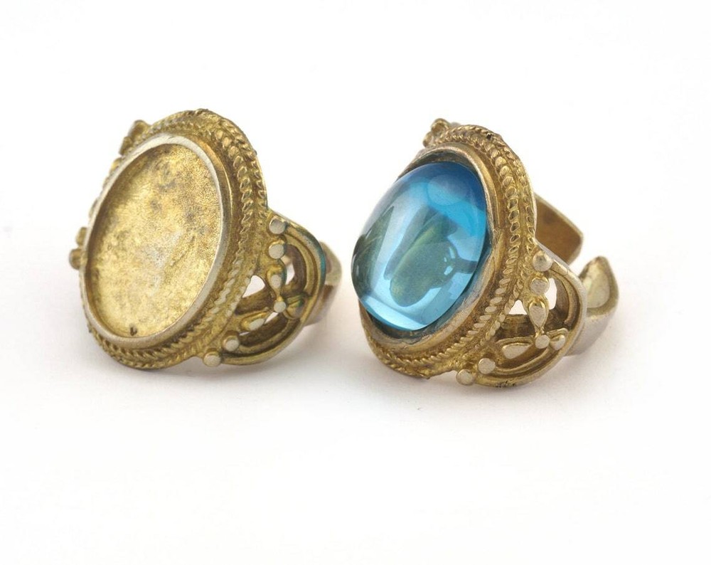 Ring Adjustable Ring Bezel - Raw brass  18mm 7.5US inner size - Adjustable 2841